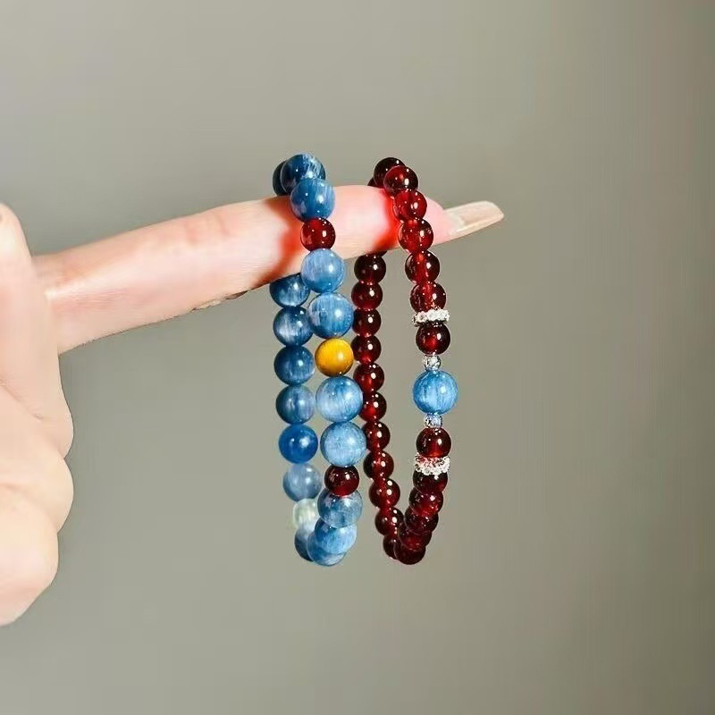 Yoga Fitness Tracker - Garnet Kyanite Beaded Bracelet Retro Unique