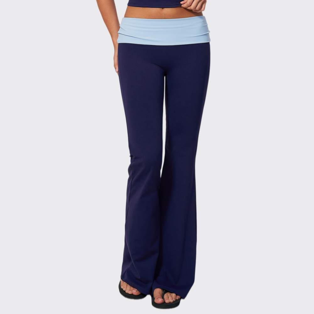 J-Yoga Fitness - Fold Over Waist Yoga Flared Pant