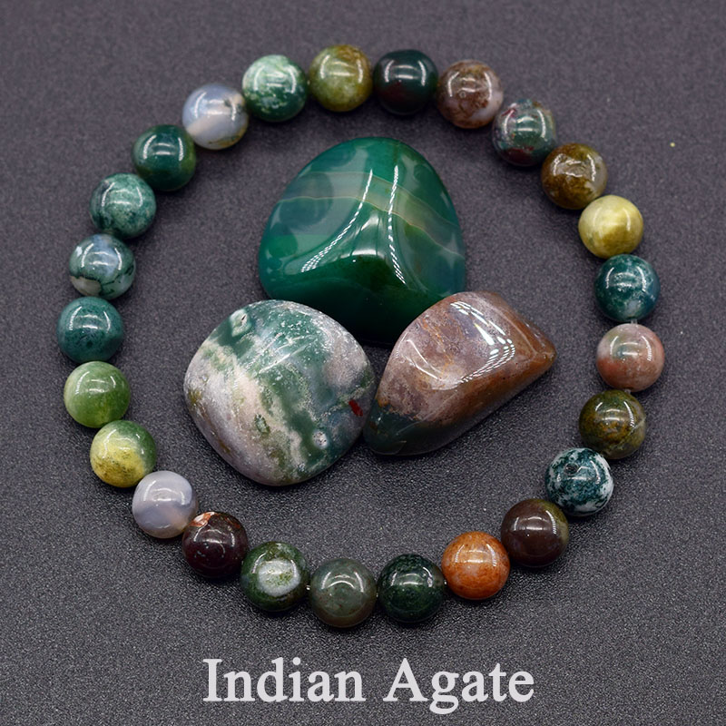 Yoga Fitness Tracker - Natural Agate Crystal Bracelet Colorful Agate