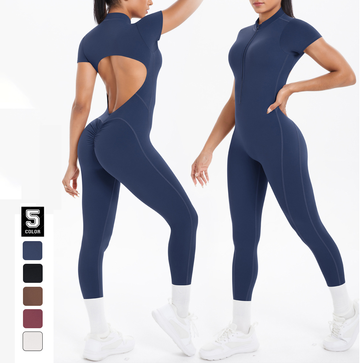 Yoga Overall Fitness - New Backless Bodycon Scrunch Jumpsuit Raises