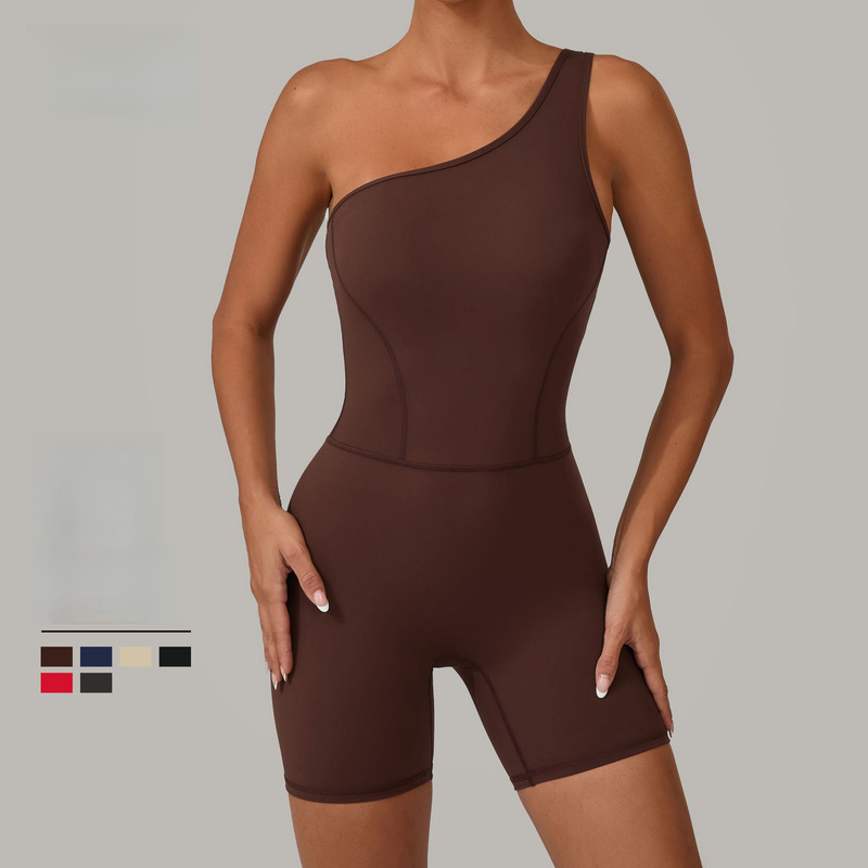 Yoga Overall Fitness - Seamless Woman One-Shoulder Yoga Jumpsuit Butt-Lifting