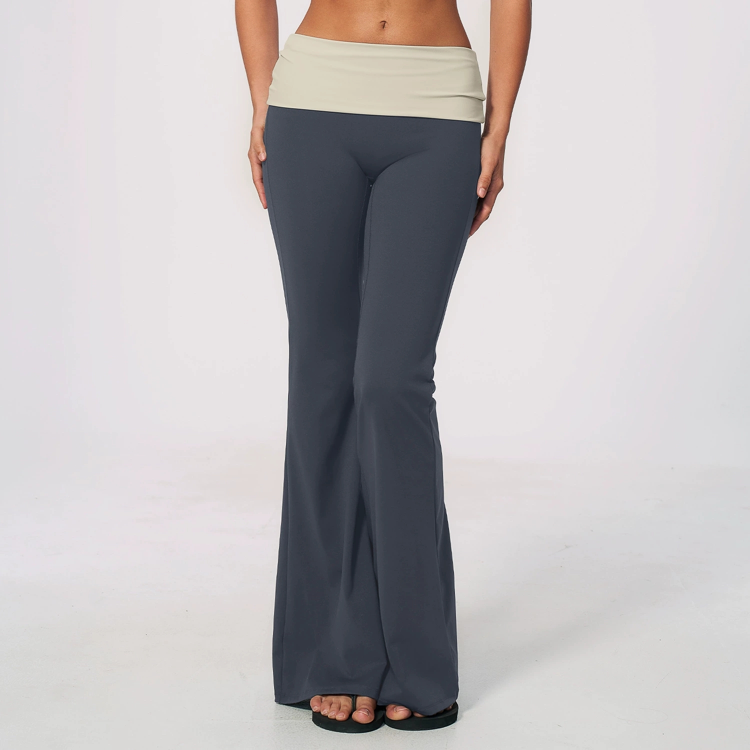 Fold Over Waist Yoga Flared Pa - J-Yoga Fitness ulasan dan harga
