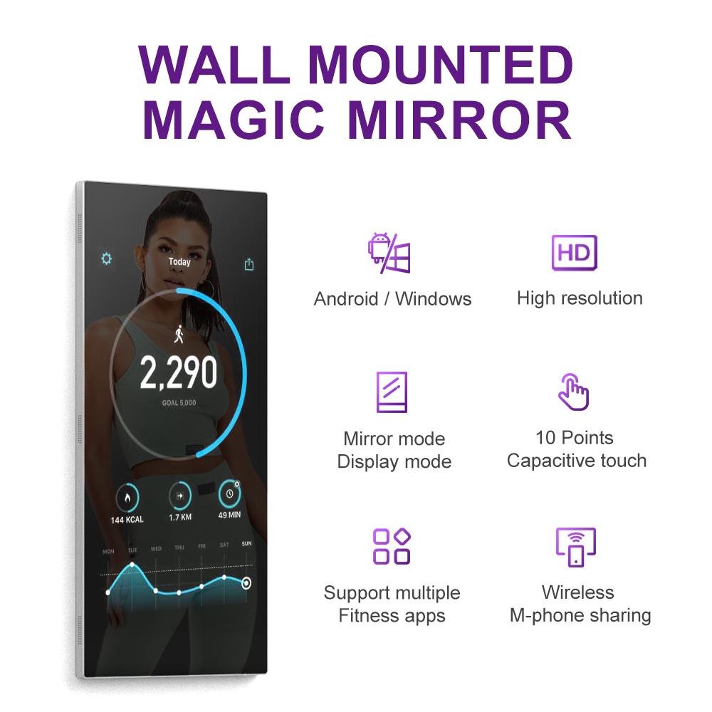Wall Mounted Interactive Mirro - Yoga For Fitness App ulasan dan harga