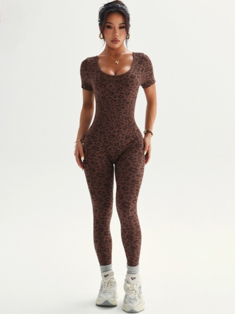 Women's Backless Leopard Jumps - Yoga Overall Fitness ulasan dan harga