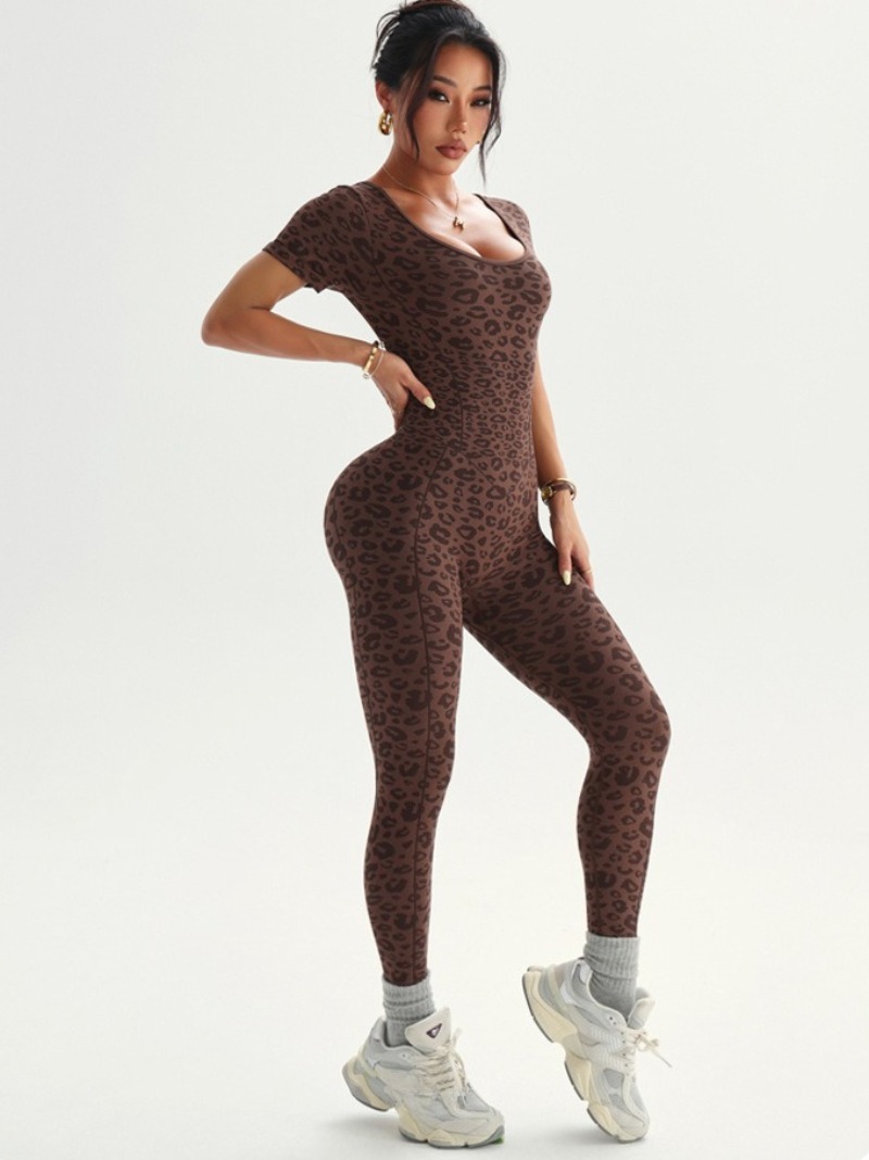 Women's Backless Leopard Jumps - Yoga Overall Fitness ulasan dan harga